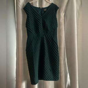 Adrianna Papell forest green pin tucked dress